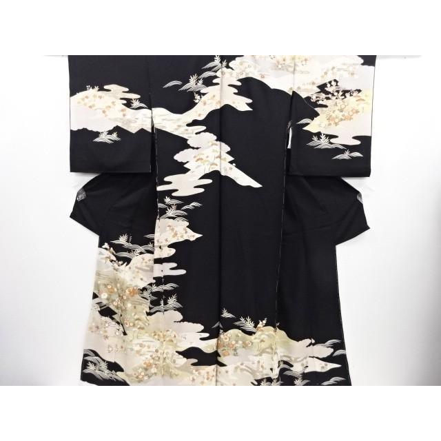 宗sou 金彩手描き友禅霞に遠山草花模様刺繍訪問着仮絵羽 八掛付き 新品 着 Kisumupoly Ac Ke
