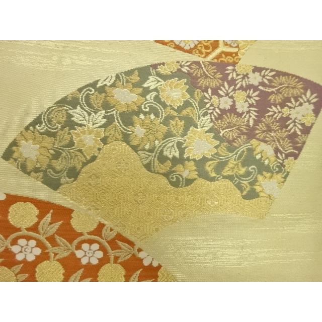 驚きの安さ 地紙に花唐草模様織出し袋帯 お洒落無限大