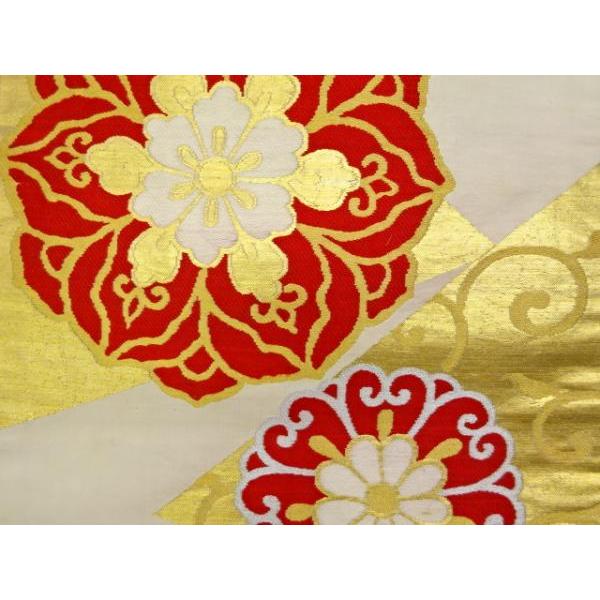 素晴らしい品質 宗sou 華文 花唐草模様織出し名古屋帯 アンティーク 着