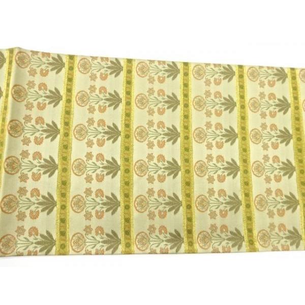 国産原料100% 宗sou 横段に抽象植物模様織出し袋帯【リサイクル】【着