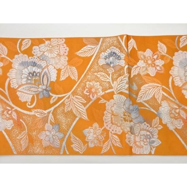 未着用　作家もの　名古屋帯　型染め　唐花　着物　帯　008k 宗sou 唐花模様織出し名古屋帯【リサイクル】【着】 : お茶道具・着物