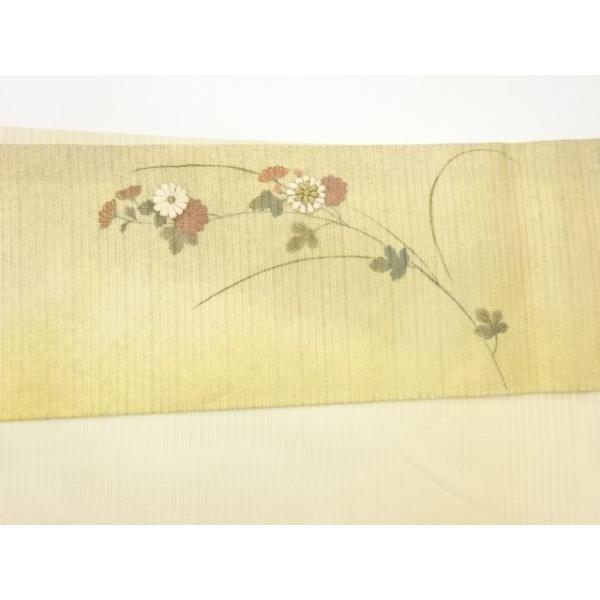 ys6733251; 宗sou 金彩手描き草花に流水模様刺繍夏用名古屋帯 