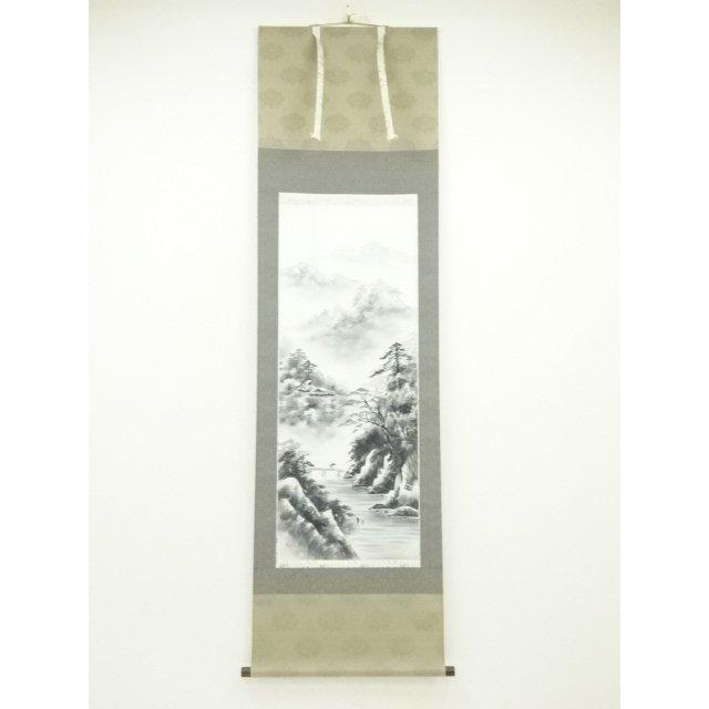 掛け軸 青楓 水墨山水 絹本 希少 軸装 茶道具 掛軸 美品 です。 ys6879108; 宗sou 佐伯俊夫筆 水墨山水 肉筆絹本掛軸（共箱）【道