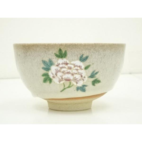 赤膚焼　大塩正人造　牡丹絵茶碗　共箱　MA690 ys6905285; 宗sou 赤膚焼 大塩正人造 牡丹絵茶碗（共箱）【道】 : お
