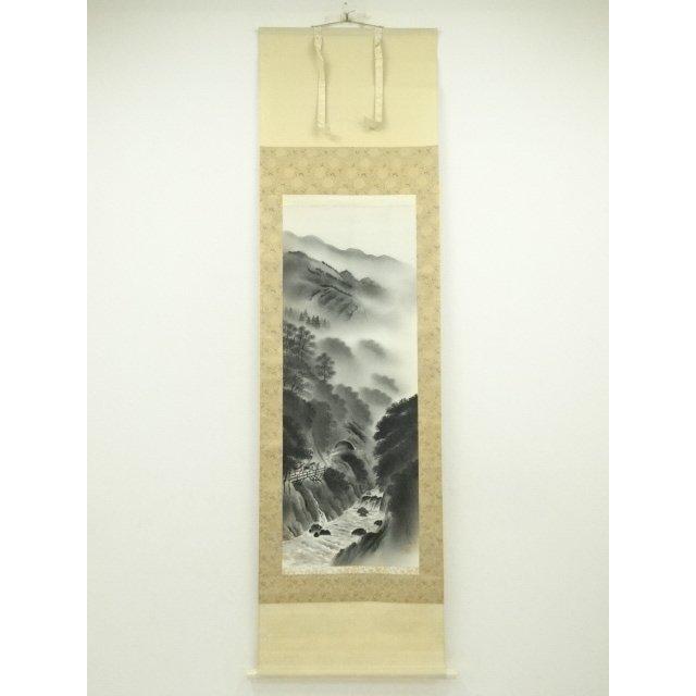 ys6937825; 宗sou 龍虎筆 水墨山水 肉筆絹本掛軸（保護箱）【道】 : お