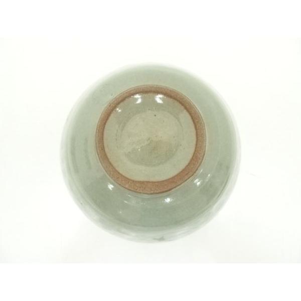 ys6960956; 宗sou 京焼 妙見窯造 青磁逆象嵌桜絵茶碗（共箱）【道