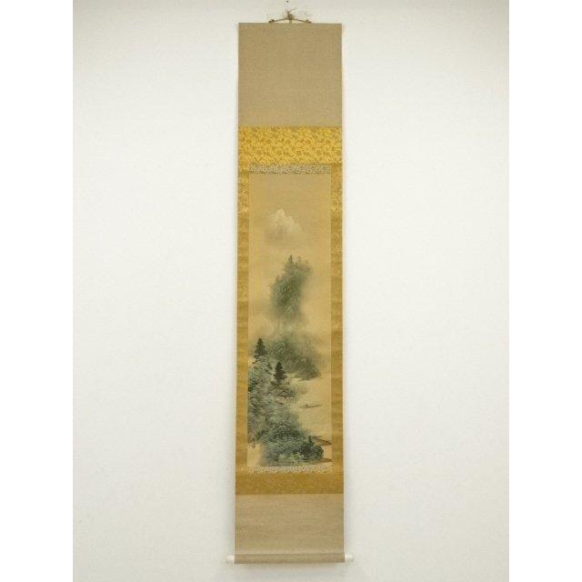 掛け軸 淸甫 靈峰飛翔 絹本 希少 軸装 茶道具 掛軸 美品 です。 茶道具 掛軸（かけじく） 横物 「吾唯知足」 臨済宗大徳寺派鷲峰山
