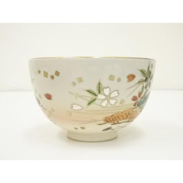 ys6992856; 宗sou 京焼 御所窯 宮本翠浩造 色絵松茶碗（共箱）【道