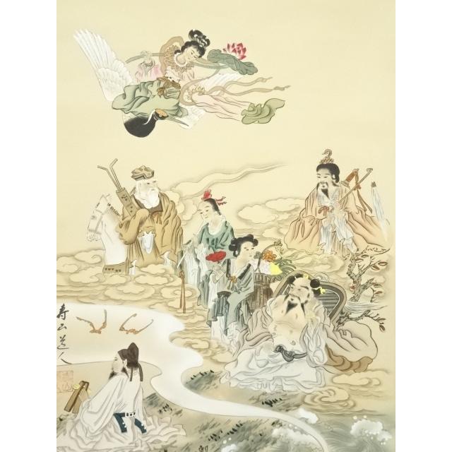 捲り　絹本　秀堂 絵［唐人物図］肉筆 掛け軸！ 何文君 絹本肉筆掛軸『四季花鳥図』春夏秋冬四幅一組 - 国内外の優れた