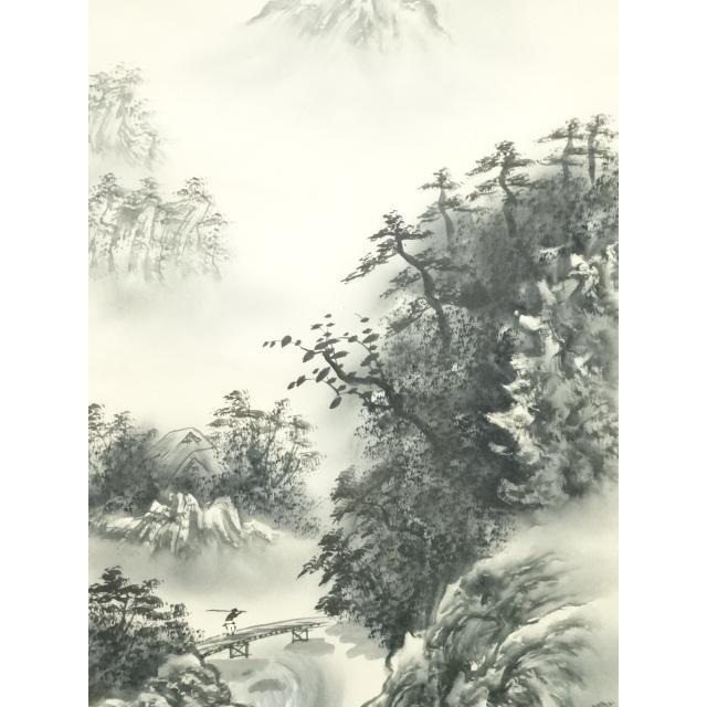 ys7005563; 宗sou 和山筆 水墨山水 肉筆絹本掛軸（保護箱）【道】 : お