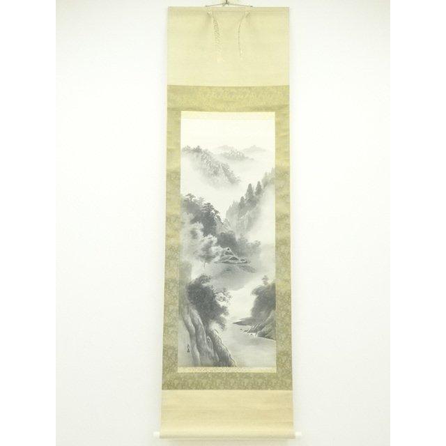 ys7006676; 宗sou 長嘉筆 水墨山水 肉筆絹本掛軸（保護箱）【道】 : お