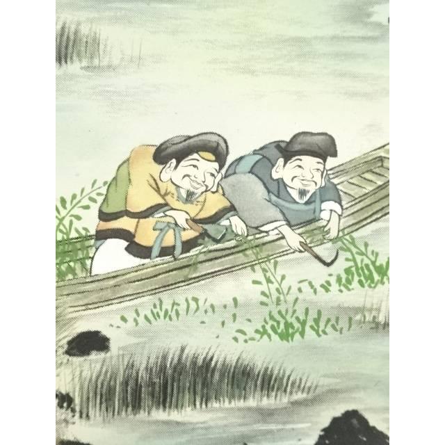 ys7011326; 宗sou 寿山 山水縁起図 肉筆絹本掛軸（保護箱）【道】 : お