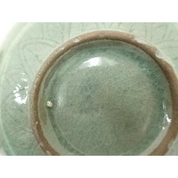 韓国　水広陶窯　李貞夏作　高麗青磁　花文　水指　合わせ箱　V　R7713B 韓国 水広陶窯 李貞夏作 高麗青磁 花文 水指 合わせ箱 V