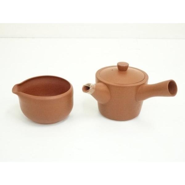 ys7024489; 宗sou 常滑焼 作家物 朱泥和敬彫煎茶器揃（共箱）【道