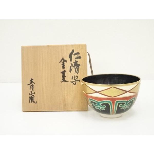 ys7063416; 宗sou 京焼 青嵐窯造 仁清写金菱茶碗（共箱）【道】 : お