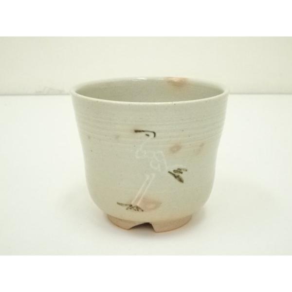 【茶道具】福森比路志 御本 立鶴 筒茶碗 茶道具】福森比路志 御本 立鶴 筒茶碗