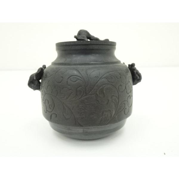 ys7100412; 宗sou 鋳銅製 花彫鬼面風炉釜形香炉【道】 : お茶道具