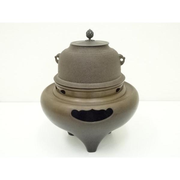 ys7103899; 宗sou 釜師佐藤清光・風炉師昇雲造 唐銅朝鮮風炉（敷板付