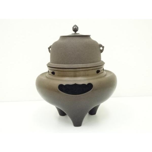 ys7103899; 宗sou 釜師佐藤清光・風炉師昇雲造 唐銅朝鮮風炉（敷板付