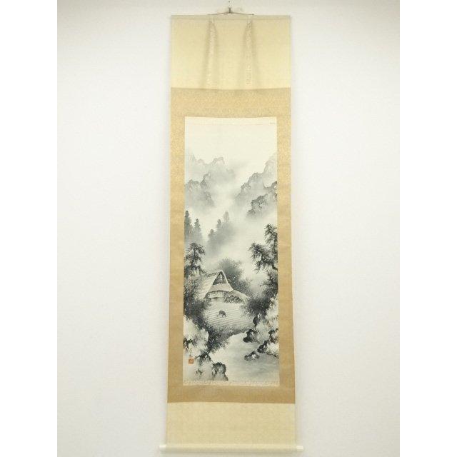 ys7109133; 宗sou 茂俣高根筆 水墨山水 肉筆絹本掛軸（共箱）【道