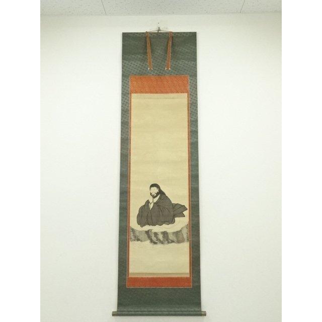 ys7127575; 宗sou 明治41年 親鸞上人 有髪御影 肉筆絹本掛軸（普耀識箱