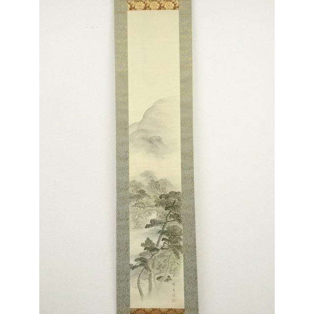ys7157641; 宗sou 湖人筆 彩色山水 肉筆絹本掛軸（共箱）【道】 【公式