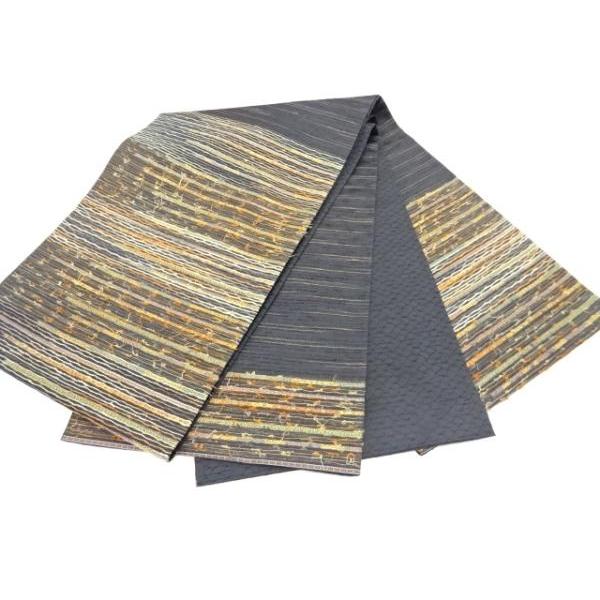 夏帯】袋帯 唐織り 紗 桔梗 萩 絹 金糸 黄緑 パステルカラー 635