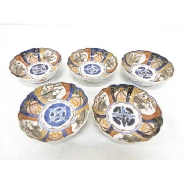 骨董 アンティーク 古伊万里 色絵 麒麟図 木瓜形 変形皿 向付 膾皿 3