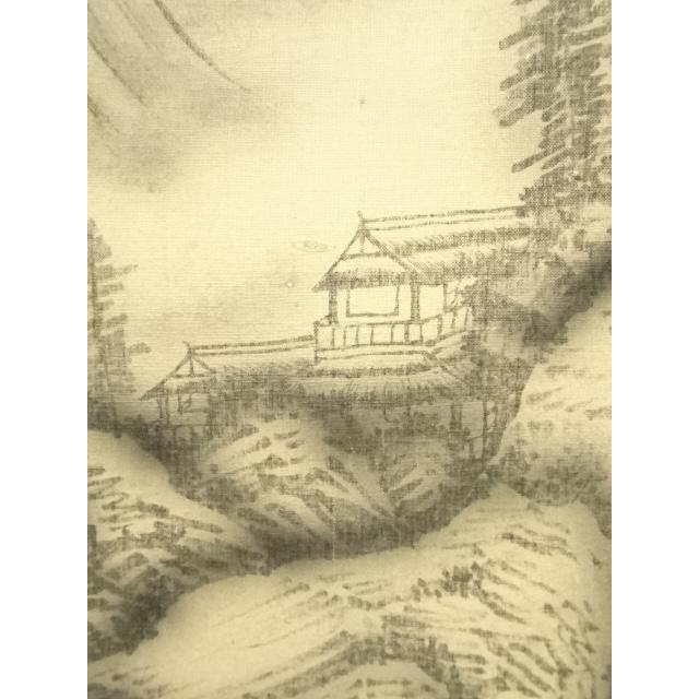 ys7217417; 宗sou 中国 長庚筆 水墨山水 肉筆絹本掛軸（保護箱）【道