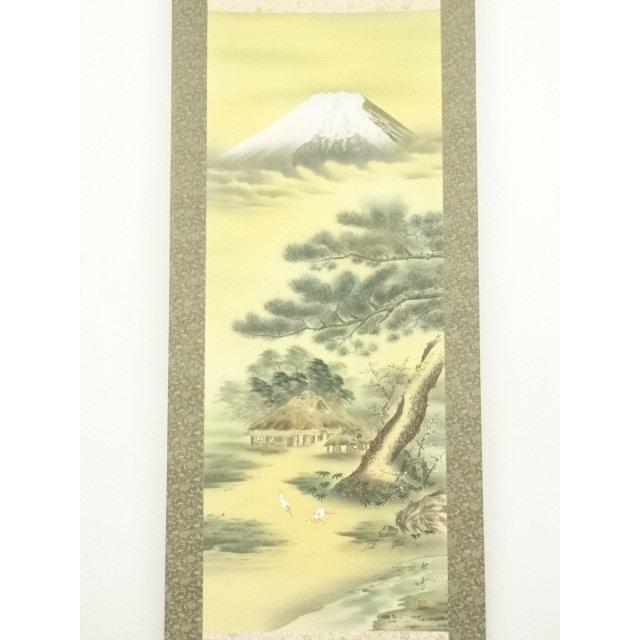 ys7239438; 宗sou 森契雪筆 富士に白ねずみ 肉筆絹本掛軸（共箱）【道