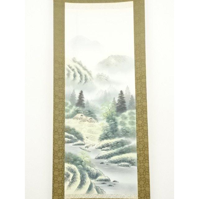 ys7239722; 宗sou 雅堂筆 彩色山水図 肉筆絹本掛軸（箱付）【道】 : お