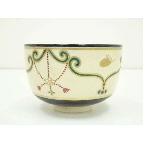 a595 平茶碗 色絵乾山 松に波画 清閑寺窯 祥平 古物 茶道 茶道具 a595