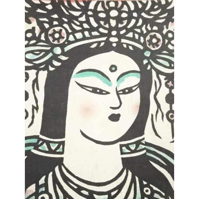 ys7301116; 宗sou 笹島喜平 吉祥天 38/200 木版画掛軸（共箱）【道