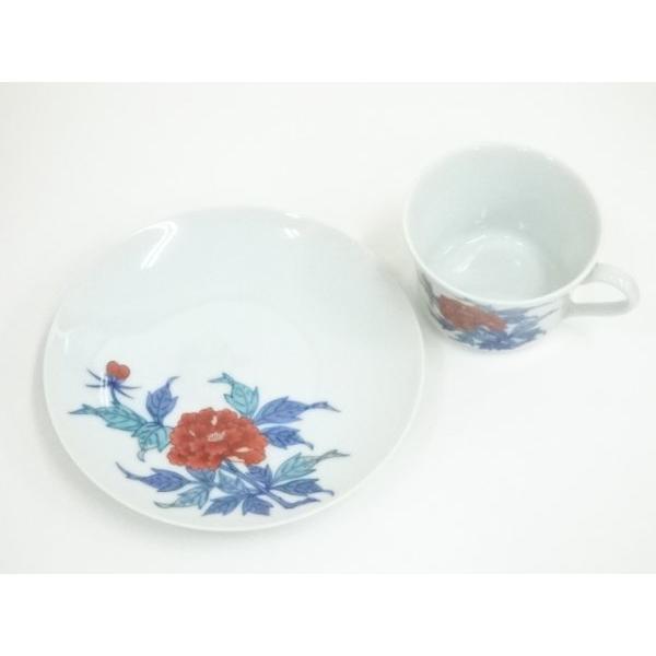 ys7304108; 宗sou 有田焼 今泉今右衛門窯造 錦牡丹絵紅茶碗（共箱