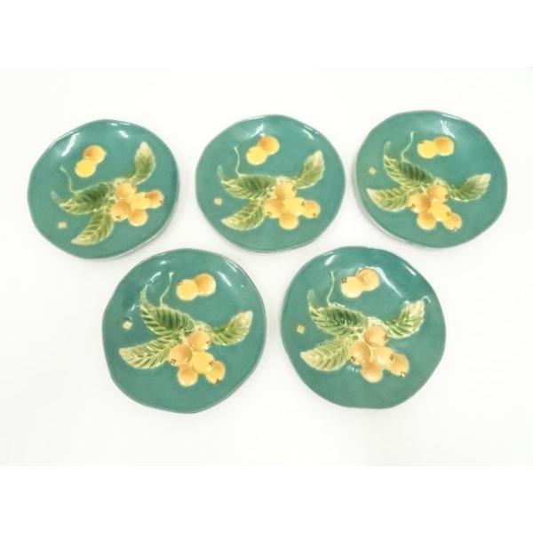 ys7314103; 宗sou 翡翠色七宝枇杷図銘々皿5客（共箱）【道】 : お