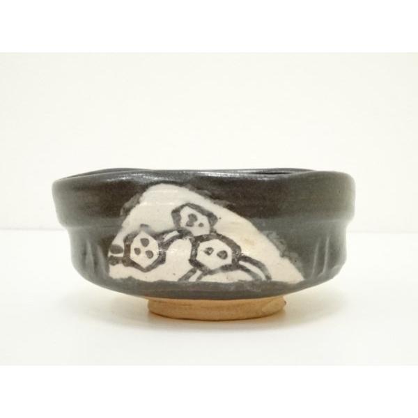 ys7338477; 宗sou 乙塚窯 林虎男造 黒織部茶碗（共箱）【道】 黒