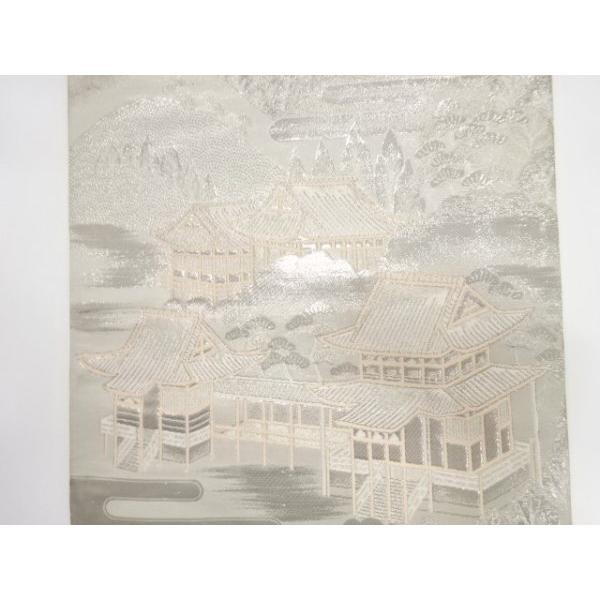 袋帯　正絹　金閣寺風景模様織出し　 ys7343397; 宗sou 寺院風景模様織り出し袋帯（材料）【アンティーク