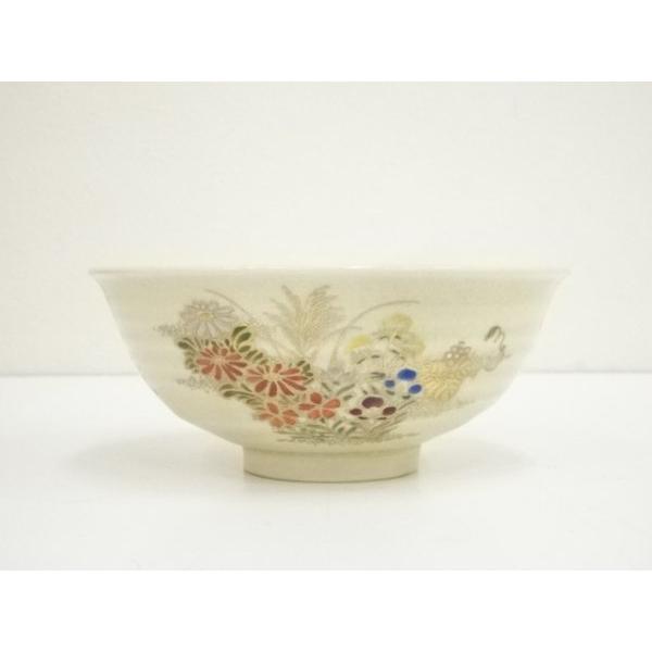 ys7344412; 宗sou 薩摩焼 桃伯窯造 金彩色絵秋草文茶碗（共箱）【道