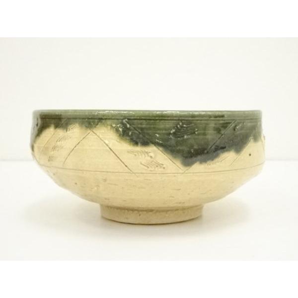 茶道具 叶光夫造 線掘茶碗 共箱 共布 京焼 和食器(K-YC494) ys7371689; 宗sou 叶光夫造 線彫織部茶碗（共箱）【道】 : お茶道具