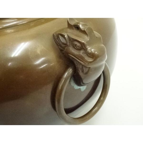 ys7387941; 宗sou 風炉師 釜谷浄越造 唐銅鬼面風炉 切合釜添（共箱
