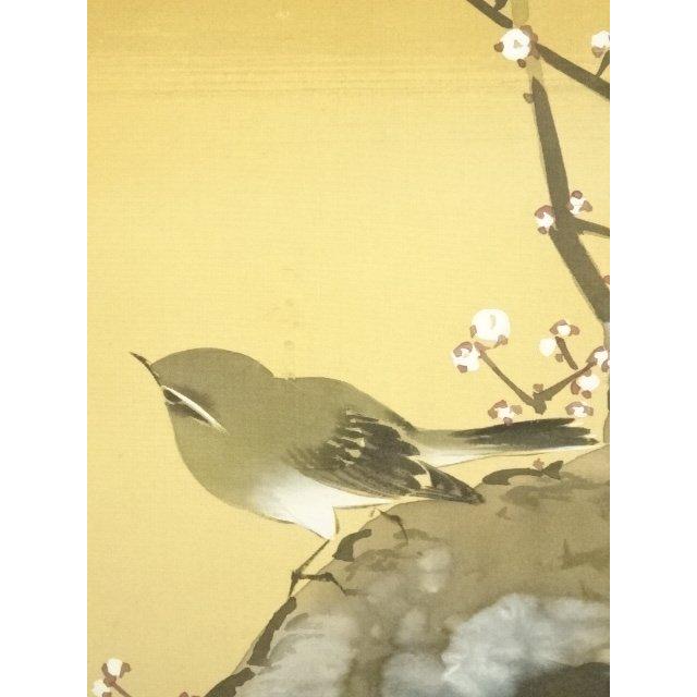 ys7391108; 宗sou 根本雪蓬筆 朝陽梅花 肉筆絹本掛軸（共箱）【道