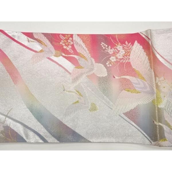 ys7395691; 宗sou 群鶴に秋草・曲線模様織出し袋帯【着】 : お茶道具 