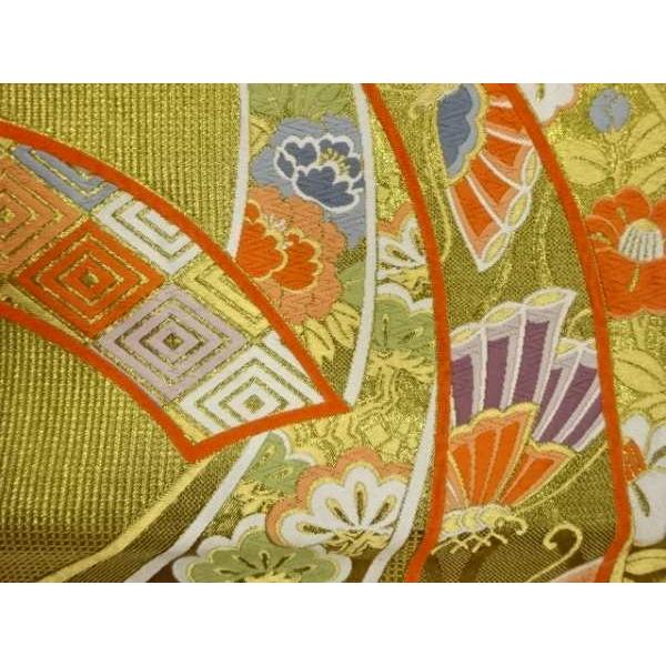 袋帯　雉 美品】 袋帯 名品 菊 鳥 螺鈿 金彩 金色 お太鼓柄 正絹 【中古