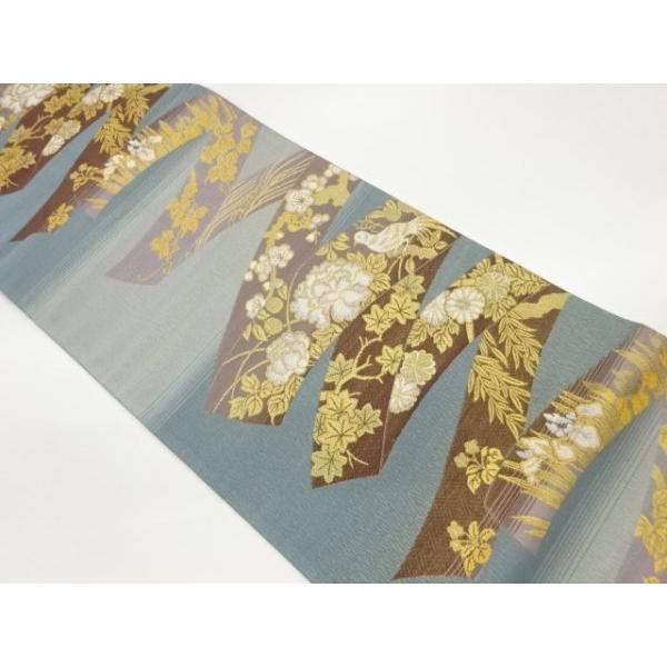 お品良し 草花鳥織出し袋帯 美品 ys7408509; 宗sou 鬘帯に草花・鳥模様織出し袋帯【着】 : お茶道具