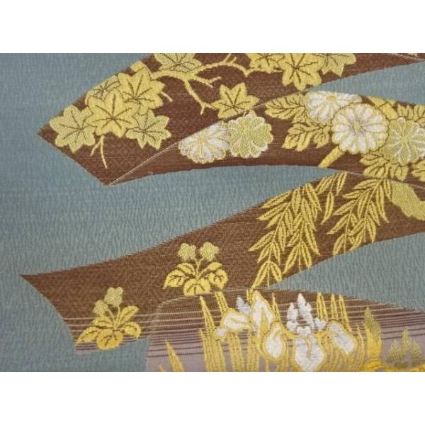 お品良し 草花鳥織出し袋帯 美品 ys7408509; 宗sou 鬘帯に草花・鳥模様織出し袋帯【着】 : お茶道具