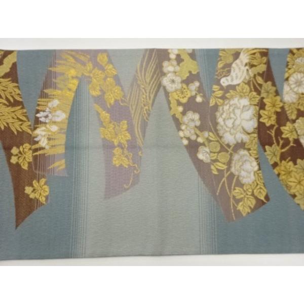 ys7408509; 宗sou 鬘帯に草花・鳥模様織出し袋帯【着】 : お茶道具