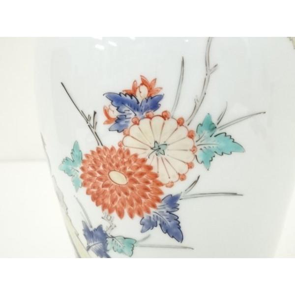 ys7420377; 宗sou 十三代 酒井田柿右衛門造 錦菊鳥文花瓶（共箱）【道