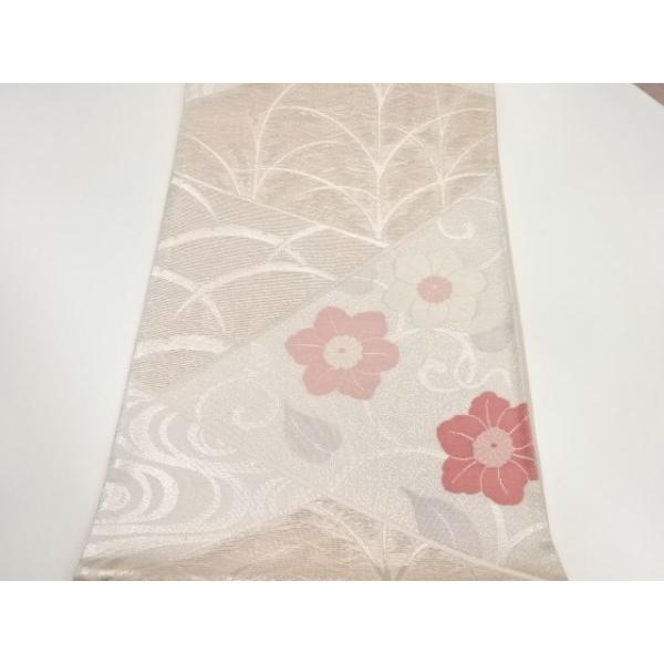 ys7431083; 宗sou 絽斜線に花唐草・芝模様織出し袋帯【着】 : お茶道具