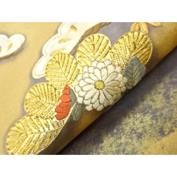 ys7582917; 宗sou 金彩松に桜・菊・椿模様刺繍袋帯【着】 : お茶道具 