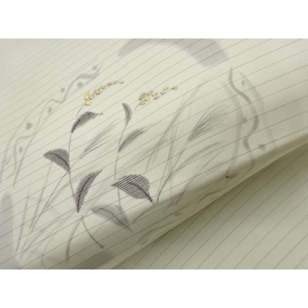 ys7834323; 宗sou 絽塩瀬紙布手描き四角に草葉模様刺繍名古屋帯【着